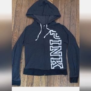 VS Pink Grey Zip Up w/ white lettering and black trim.